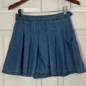 American Eagle chambray denim pleated mini skirt sz 0 school girl tennis preppy